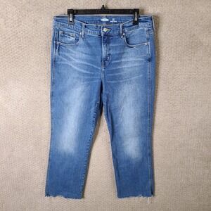 Old Navy Jeans Women 12 Blue Flare Ankle High Rise Secret Slim Pockets Dark Wash